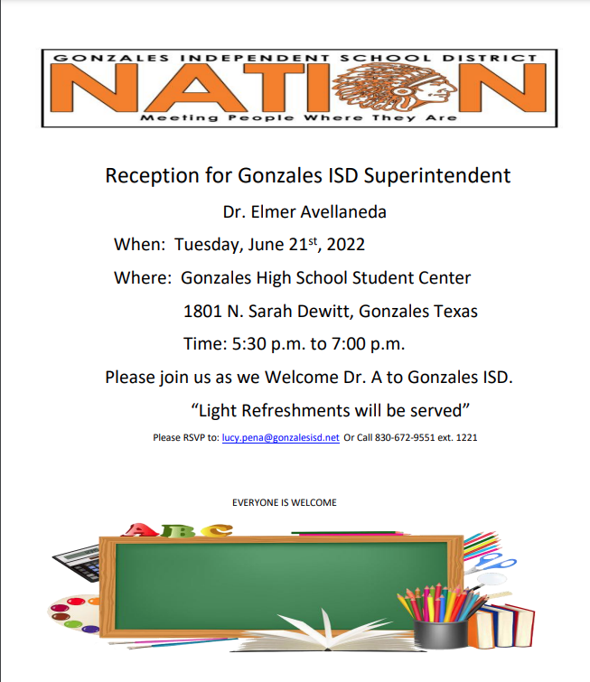 Reception for New Gonzales ISD Superintendent Gonzales Chamber of